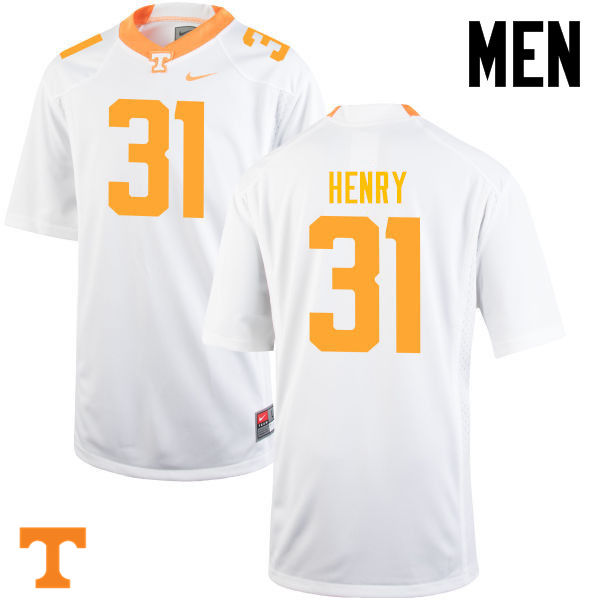 Men #31 Parker Henry Tennessee Volunteers College Football Jerseys-White - Click Image to Close